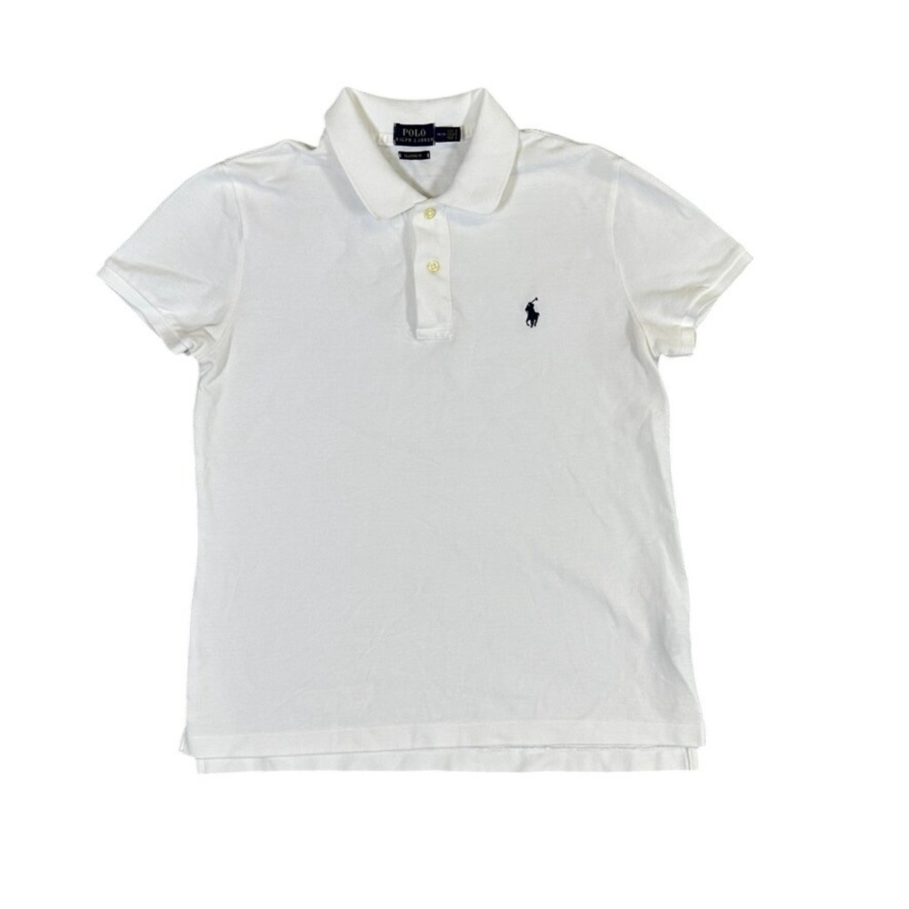 Polo Ralph Lauren Women's White Classic Fit Short Sleeve Polo Shirt Size M Slim